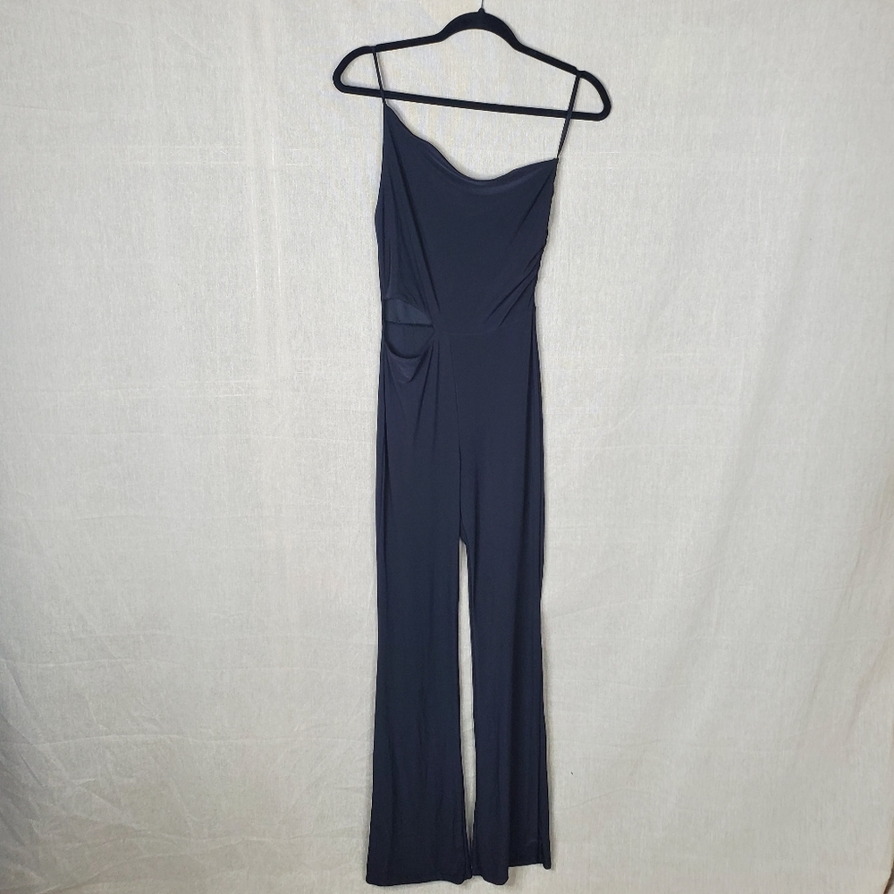 ♧ Forever 21 Black One Shoulder Jumpsuit with Cutout Size Medium